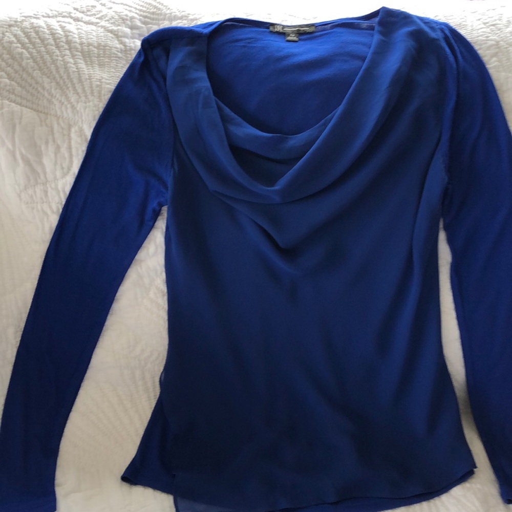 I.N.C NWOT BlUE  scoop neck  long sleeve top - Picture 4 of 5